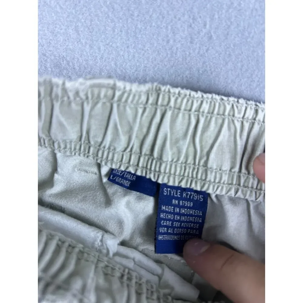 VINTAGE OP Ocean Pacific Tan Shorts Large Cotton Elastic Waist 90's